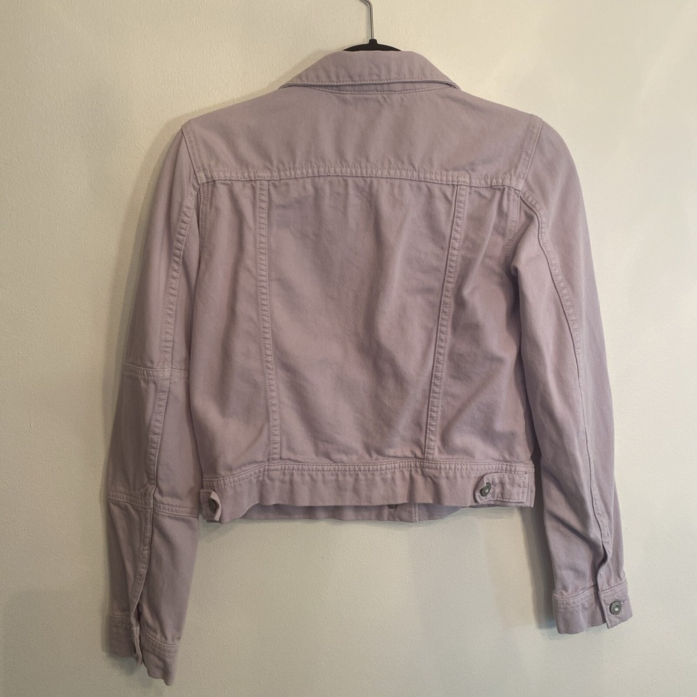Free People Rumors Denim Jacket Pastel Purple Long Sleeve Button Front Size XS - Picture 6 of 6